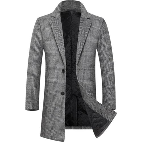 Winter Mens Wool Jacket Business Casual Thicken Warm Long Jacket Windbreaker Large Size coat High grade