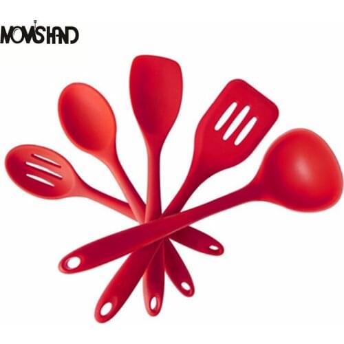 Premium Silicone Kitchen Cooking Utensil Set (5 Piece) in Hygienic Solid Coating