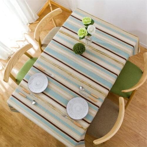 Nordic Simple Striped Tablecloth Thick Cotton Linen Art Living Room Coffee Table Mat Fabric Hotel Rectangle Table Cloths