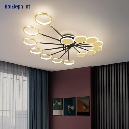 New Creative LED Chandelier Lighting For Living Room Bedroom Black Gold Lamps Home Deco Light Luminaria Fixture Lustre AC85-260V