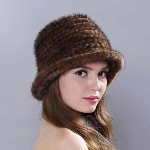 FUR123 Europe and America New Fashion warm Mink fur Caps childrens middle-aged female Fur Hat Ladies Fedoras
