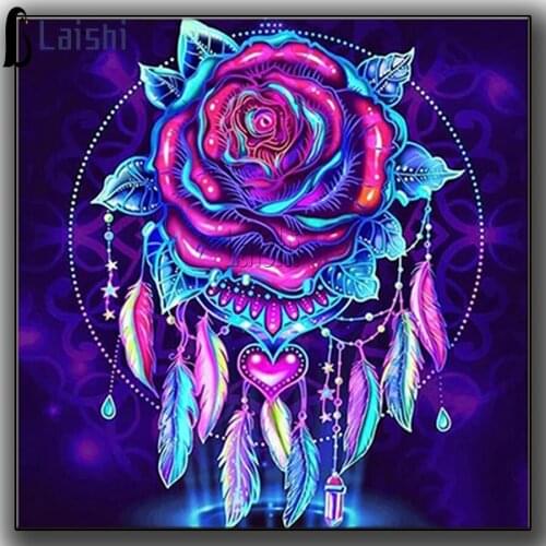 New hot Diamond Painting Dreamcatcher Rose Needlework Diamond Embroidery Flower Diamond Mosaic Full Diamond Crafts Home Decor