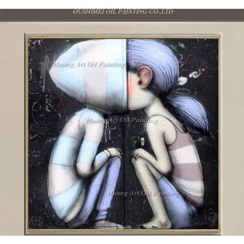 New Hand Painted Modern Abstract Children Oil Painting Wall Decor Portrait Painting On Canvas For Living Room Decoration