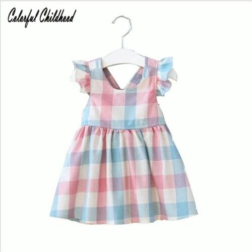 Newest Toddler Girls Summer Dress Baby Kids Cotton Plaids Sleeveless Party Christmas Dresses For Girls Clothes XMAS vestidos