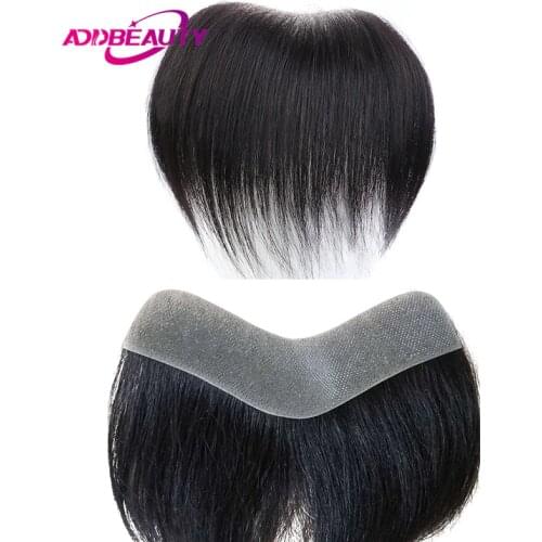 AddBeauty Men Toupee Thin Skin PU V Style Front Hair Replacement Systems Indian Remy Human HairPiece Wigs Natural Color Straight