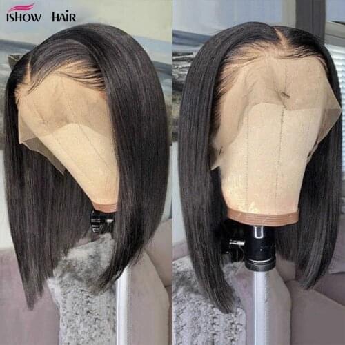 Brazilian Wig Straight Short Bob Lace Front Wigs 13x4x1 Lace Front Human Hair Wigs Pre-plucked With Baby Hair Ishow Remy Wig