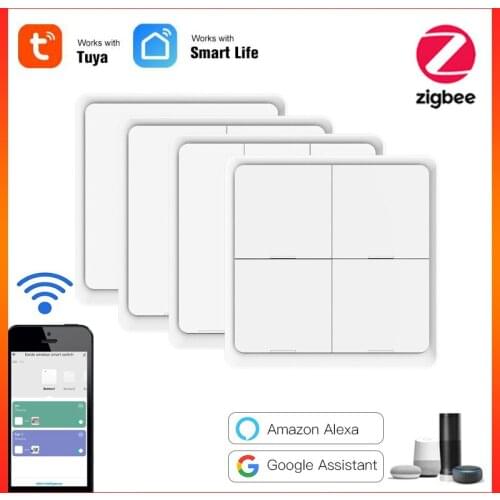 Tuya ZigBee 4 Gang Wireless 12 Scene Switch Push Button Controller Battery Powered Automation Switch Work With Alexa Google Home