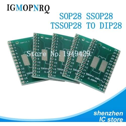 10PCS TSSOP28 SSOP28 SOP28 SMD to DIP28 IC Adapter Converter Socket Board Module Adapters Plate 0.65mm 1.27mm Integrate