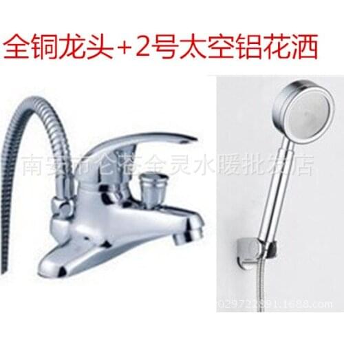 Full copper single handle double hole basin faucet with shower space aluminum simple shower set dual shower faucet