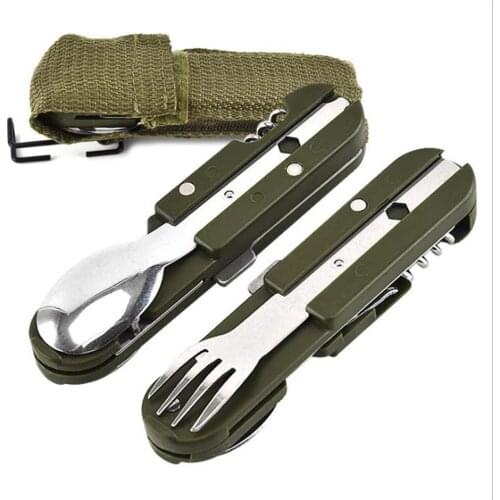 Stainless Steel Portable Mini Tableware Set outdoor Tool Folding Cutlery Set with Spoon Fork Knives for Camping Outdoor Picnic