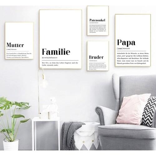 Modern Minimalist German Version Posters and Prints Familie Definition Wall Art Canvas Painting German Living Room Home Decor