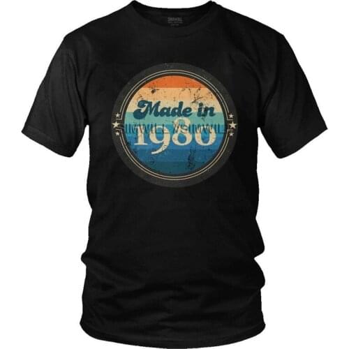 Retro Vintage Made In 1980 T-shirt Mens Harajuku T Shirt Short Sleeve 100% Cotton 41st Birthday 41Years Old Tshirt Cool Tee Top