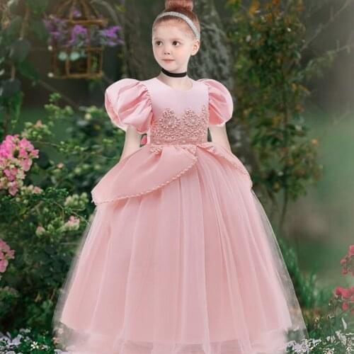 2021 Fantasy Christmas Dress Girl Beading Kids Dresses For Girls Children Costumes Role-Playing Party Princess Dress Puff Sleeve