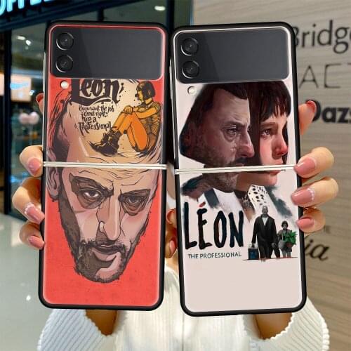 Fold Case For Samsung Galaxy Z Flip 3 Foldable Black Soft Edge Coque ZFlip3 5G High Quality Phone Cover Classic Movie Leon