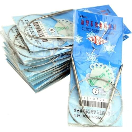 13pcs 43cm 65cm Size UK6-18 Stainless Steel Circular Knitting Needles Knit Hook