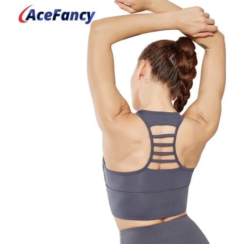 Acefancy Sport Bras Top Hollow Out Yoga Tank Top Push Up Women Sport Wear Tops Gym Tank Top Women T1952 Anti-Sweat Women sport