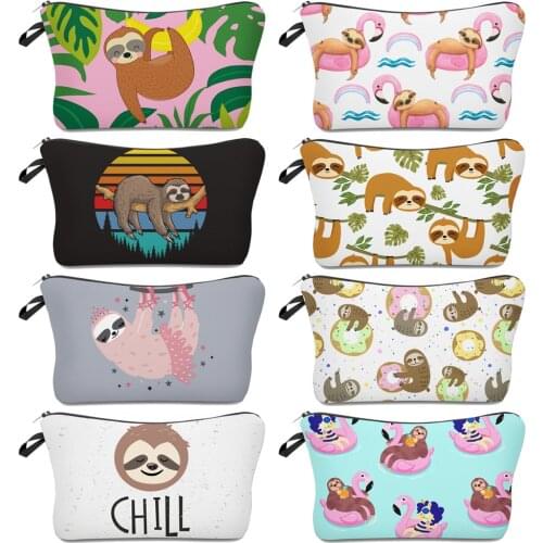 Animal Makeup Bag Sloth Cosmetic Totes Waterproof Custom Style Multifunctional Zipper Design Handbag Cute Pattern For Women Girl