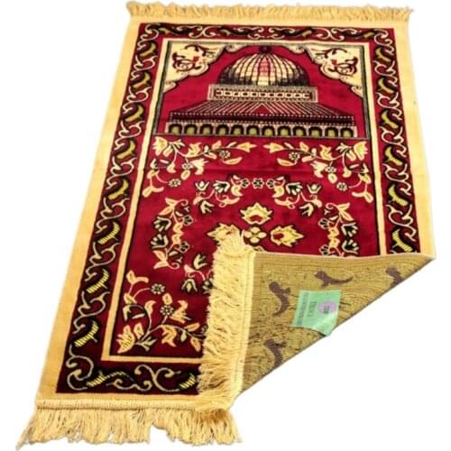 NICEFurniture Turkish Islamic Muslim Prayer Mat Faux Cashmere Velvet Thick Carpet Blanket Floral Printed Tassel Ramada Kneeling