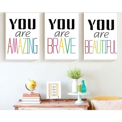 English Inspirational Poster Modern Simple Cartoon Study Childrens Room Living Room Canvas Painting personality quotes picture