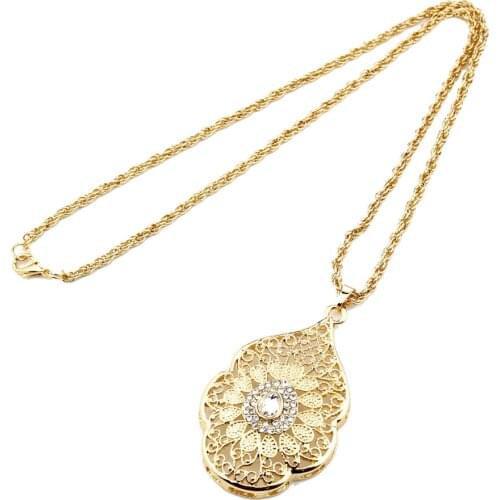 SUNSPICE MS Morocco Gold Color Long Pendant Necklace for Women Caftan Flower Bijoux Indian Ethnic Wedding Jewelry Wholesale