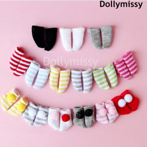 1Pairs Candy Color Doll Stripe Sock ob11 Short Socks for Doll Shoes Socks Accessories (fit 1/12 Bjd,obitsu, ob11, dolls )
