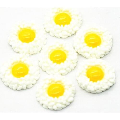 10PCS 25mm Resin Poached Egg Cabochons|Resin Dollhouse Miniatures|Resin Artificial Food Miniatures