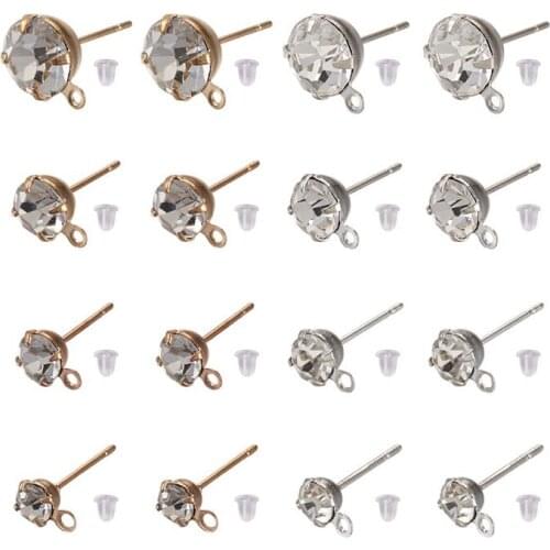 160pcs Alloy Crystal Rhinestone Stud Earring Finding Earring Post 200pcs Ear Nuts for Jewelry Making DIY Earring Finding
