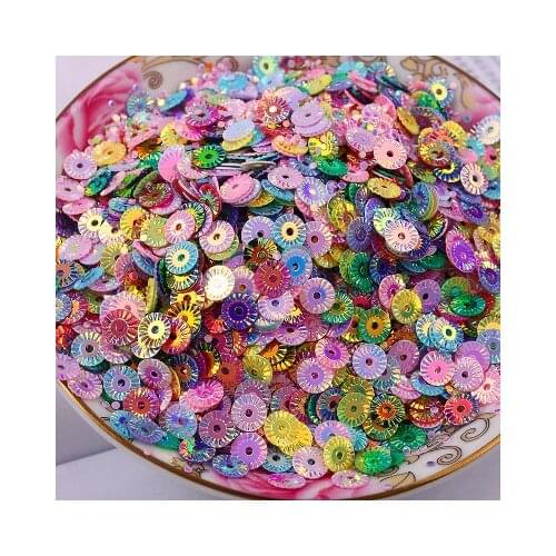 3000Pcs 6mm Round Wheel Flower Gold Plating Loose Sequins Sewing PVC DIY Paillette Mix Colors Confetti Spangles