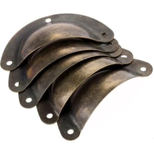 5Pcs Cupboard Antique Cabinet Shell Pull Handles Furniture Kitchen Drawer Cabinet Door Handle Furniture Knobs with Screws