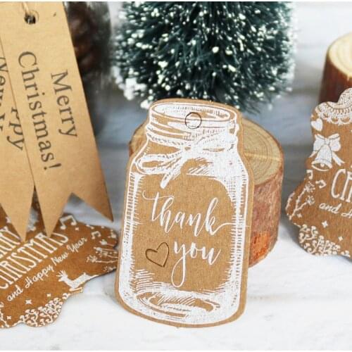 50pcs Kraft Paper Tag Thank You Wedding Gift Tags Paper Label Bottle Shape Handmade DIY Craft Paper Tag Party Decoration