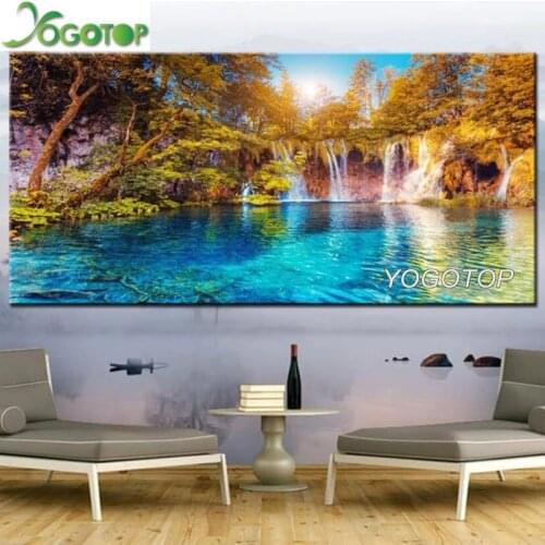 Large Size Full drill square round Diamond Embroidery Waterfall natural landscape 5d DIY Diamond Painting Mosaic Art home YY2134