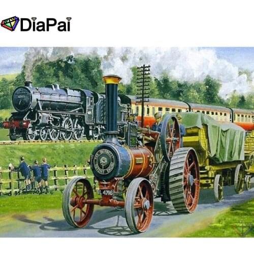 DIAPAI Diamond Painting 5D DIY 100% Full Square/Round Drill "Train scenery" Diamond Embroidery Cross Stitch 3D Decor A22750