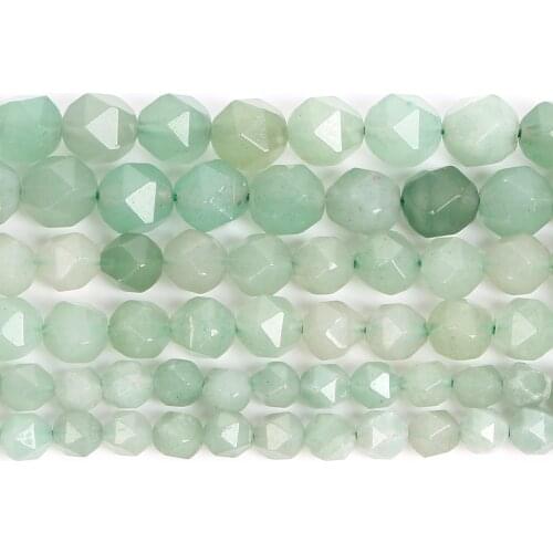 Big Faceted Natural Stone Beads Green Aventurine Round Loose Beads For Jewelry Making DIY Bracelet Necklace Accessories 6/8/10MM