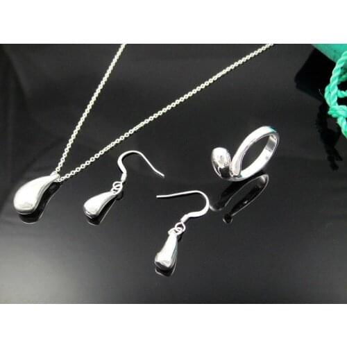 Factory price top quality S925 sterling Silver color cute jewelry sets necklace bracelet bangle earring ring SMTS314