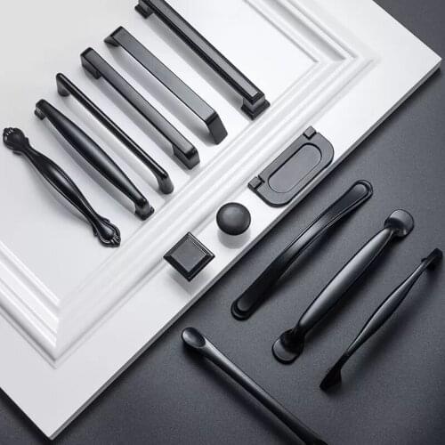 Black Fashion Cabinet Handle Square Furniture Hardware European Style Kitchen Door Knobs Cupboard Wardrobe Drawer Pulls