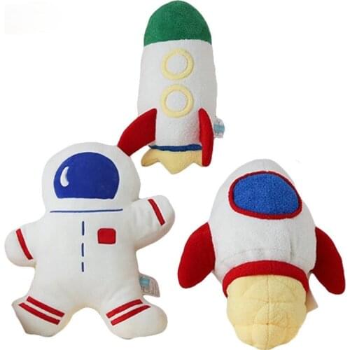 Baby Plush Cartoon Rocket Spaceship Astronaut Plush Toy Pillow Stuffed Astronaut Doll toys Room Sofa Decor Cushion Gift for Boy