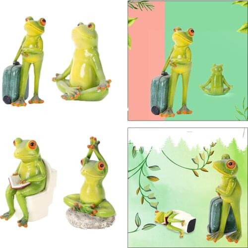 Resin Frog Figurines Statue Sculpture Ornament Home Office Desk 7x7x14CM