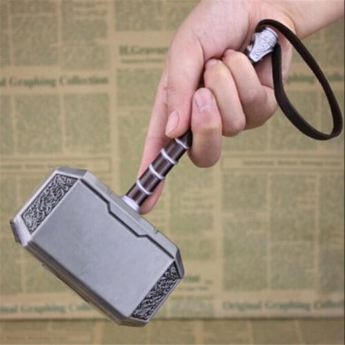 Thunder Hammer Figure 20cm Metal Material Cosplay Hammer Weapons Model Kids Gift Movie American Super Heroes Weapen