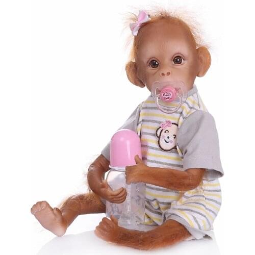 NPK Doll 45CM handmade detailed paint reborn baby Monkey newborn doll Apes collectible art silicone doll orangutans toys