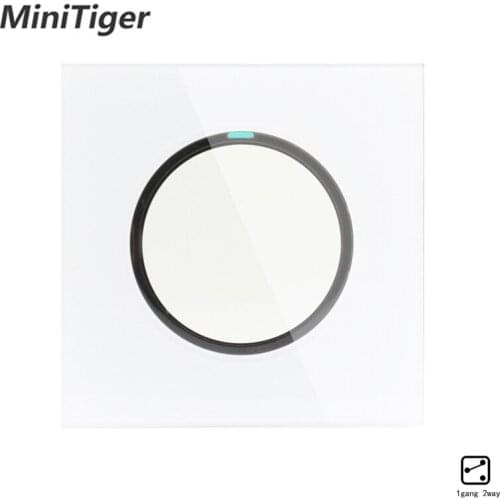 Minitiger 2019 New Arrival 1 Gang 2 Way Random Click On / Off Wall Light Switch With LED Indicator Crystal Glass Panel