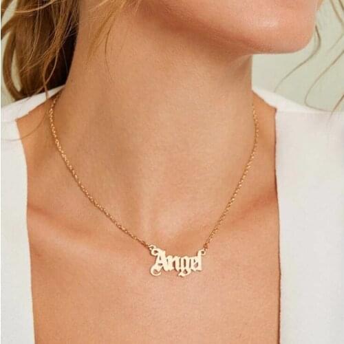 Trendy Angel Letter Necklace Link Chain Golden Jewelry For Women Clavicle Chain Necklace Party Gift Accessories Wholesale