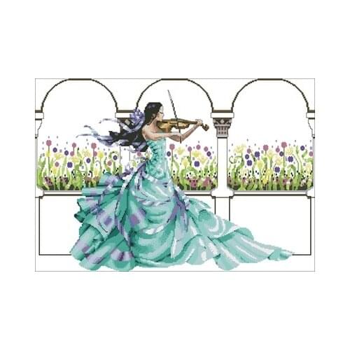 Playing the Violin Goddess Needlework,For Embroidery,DIY 14CT Unprinted Arts Cross stitch kits Set Cross-Stitching Home Decor