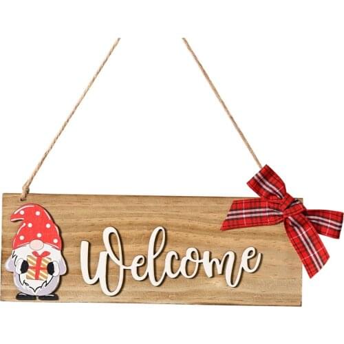 Navidad 2021 New Year Welcome Wooden Door Hanging Sign Christmas Tree Ornament Christmas Decoration for Home Wooden Pendant