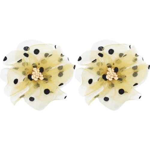 New Simple Purple Flower Stud Earrings for Women Girl Korean Flower Bowknot Yarn Earrings Holiday Party Summer Jewelry Gift