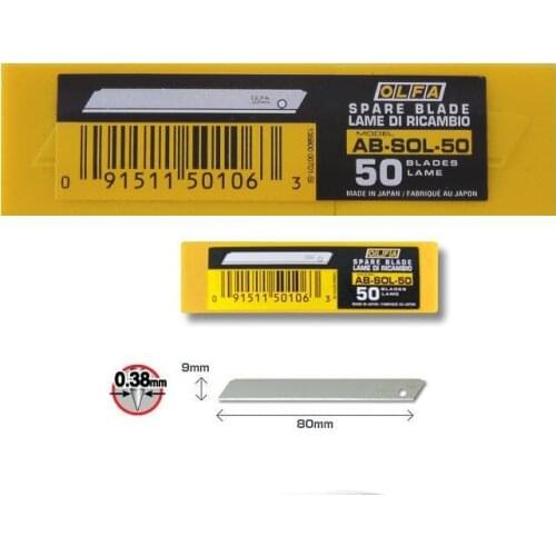 50pcs AB-SOL-50 80*9*0.5mm OLFA Knife SnapOff Blade Lame Signage Vinyl Cardboard FOR OLFA