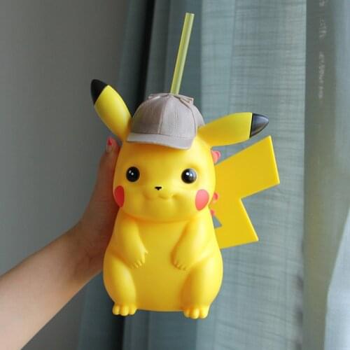 Genuine Pokemon Toys Detective Pikachu Cartoon Water Cups Anime Pokemon Action Figure Model Cup Christmas Gift