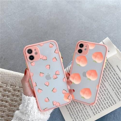 Peach Phone Case Matte For iPhone 12 Mini 11 Pro XR XS Max 7 8 Plus X Hard PC Back Cover
