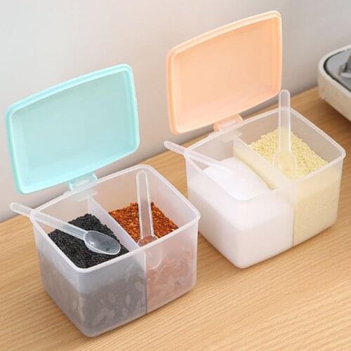 Plastic Seasoning Box Kitchen Salt Shaker Seasoning Jar Storage Box Set Seasoning Jar With Spoon Household Kitchen Supplies