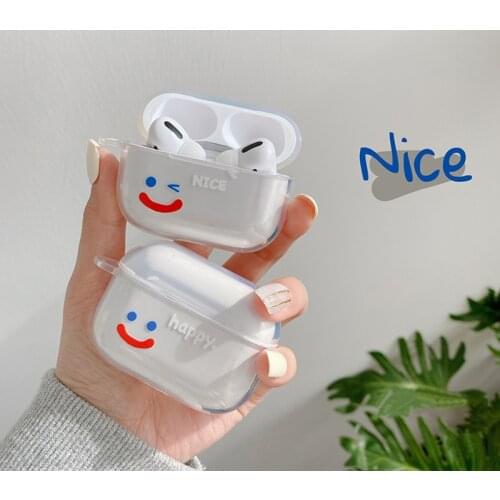 Happy Face Transparent Soft TPU Airpods Case for Airpods 1/2 & Airpods Pro 3