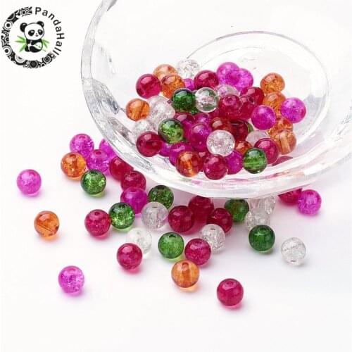 Mixed Color Round Baking Painted Crackle Glass Beads for Jewelry Making DIY 4mm 6mm 8mmm